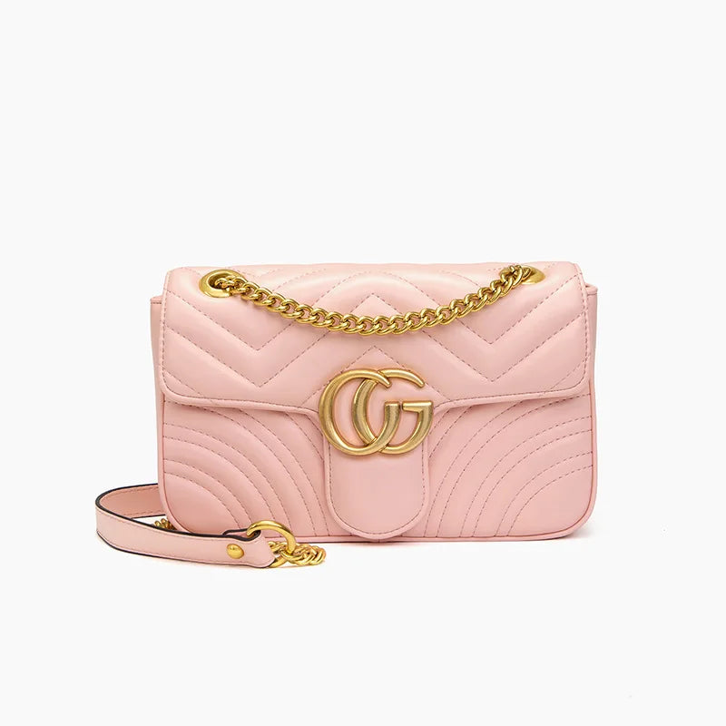 2025 High-end water ripple bag for women, classic chain bag, fashionable checkered heart-shaped women's bag, crossbody bag