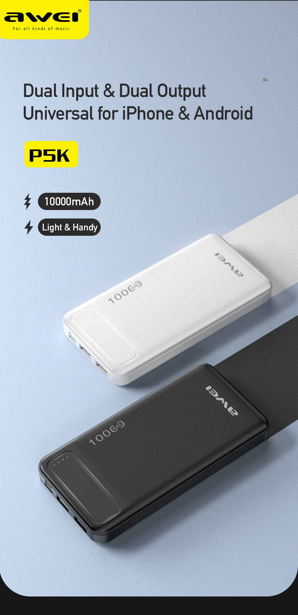 AWEI USB Polymer Power Bank P5K