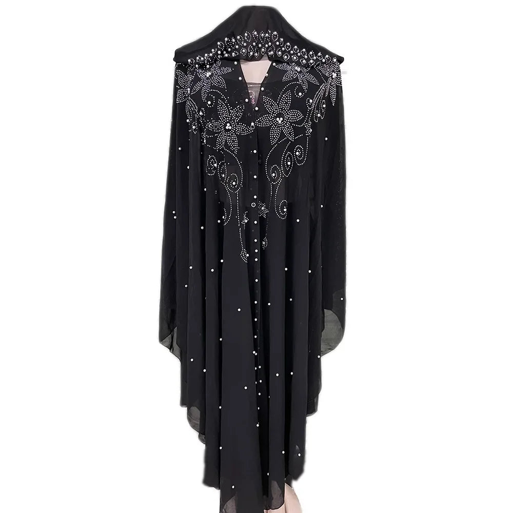 2024 Muslim Kaftan Abaya Dress Hijab Dress Kimono Women Dubai Chiffon Hooded Dress Islamic Clothing  Abaya Dubai