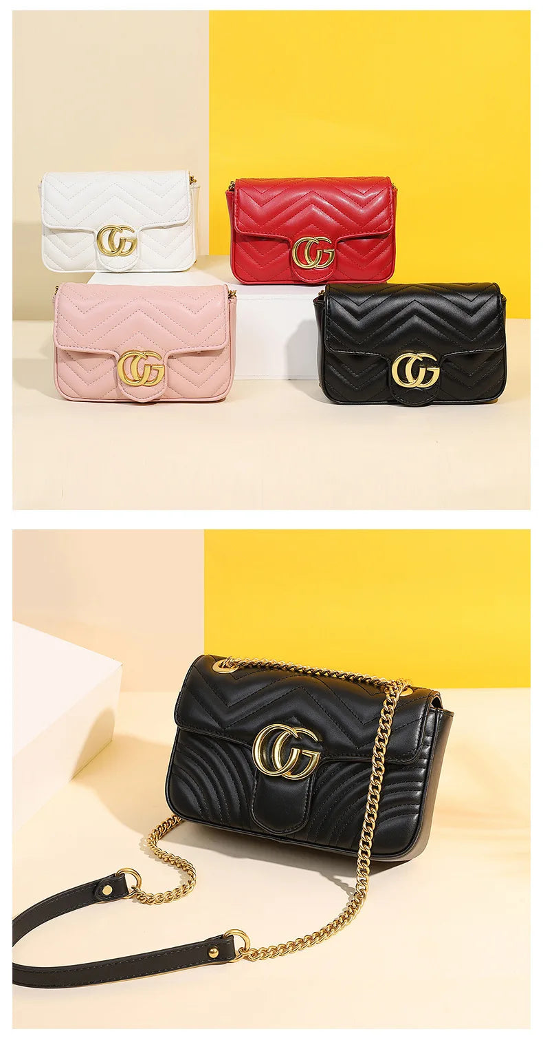 2025 High-end water ripple bag for women, classic chain bag, fashionable checkered heart-shaped women's bag, crossbody bag