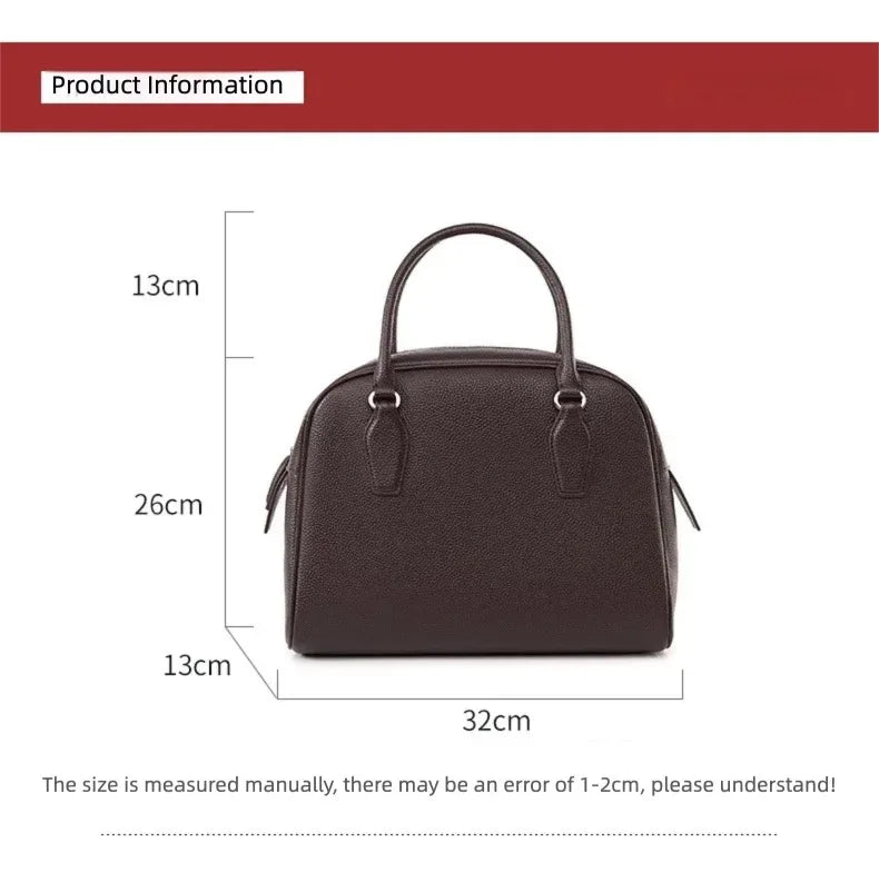 New Women's Handbags, Simple Casual Bags, Large-Capacity Briefcases, Fashionable Commuter Tote Bags, Retro-Style Water-Repellent Bowling Bags