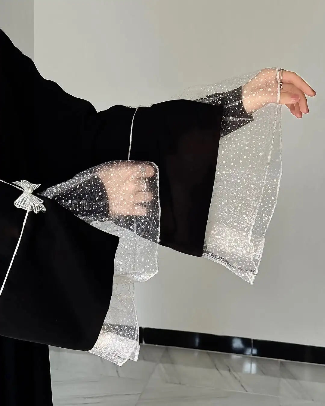 Summer Black Abaya for Muslim Women Elegant Dubai Modest Dress with Lace Sleeves Islamic Vacation Outfit 2025 Turkey Kaftan Robe