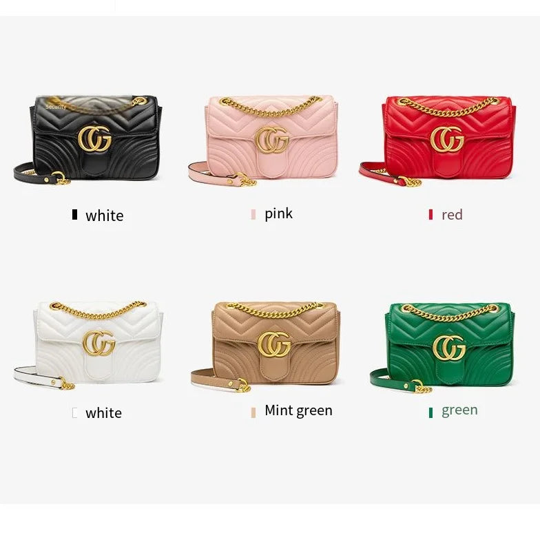 2025 High-end water ripple bag for women, classic chain bag, fashionable checkered heart-shaped women's bag, crossbody bag
