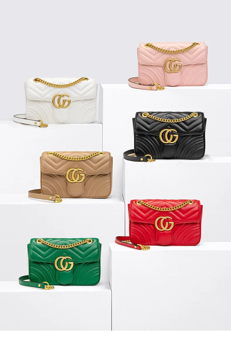 2025 High-end water ripple bag for women, classic chain bag, fashionable checkered heart-shaped women's bag, crossbody bag