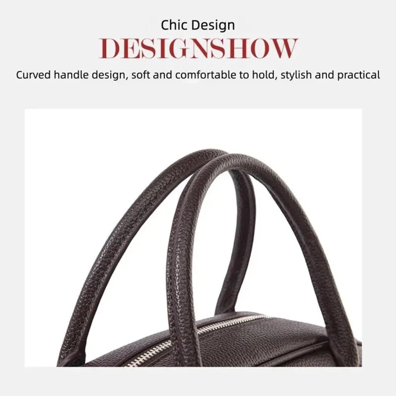 New Women's Handbags, Simple Casual Bags, Large-Capacity Briefcases, Fashionable Commuter Tote Bags, Retro-Style Water-Repellent Bowling Bags