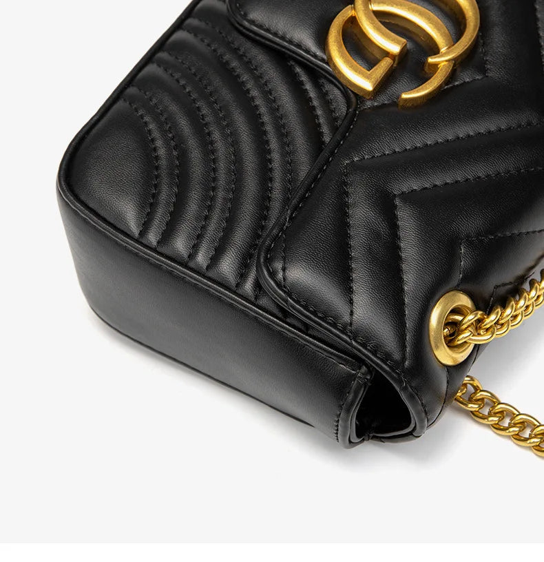 2025 High-end water ripple bag for women, classic chain bag, fashionable checkered heart-shaped women's bag, crossbody bag