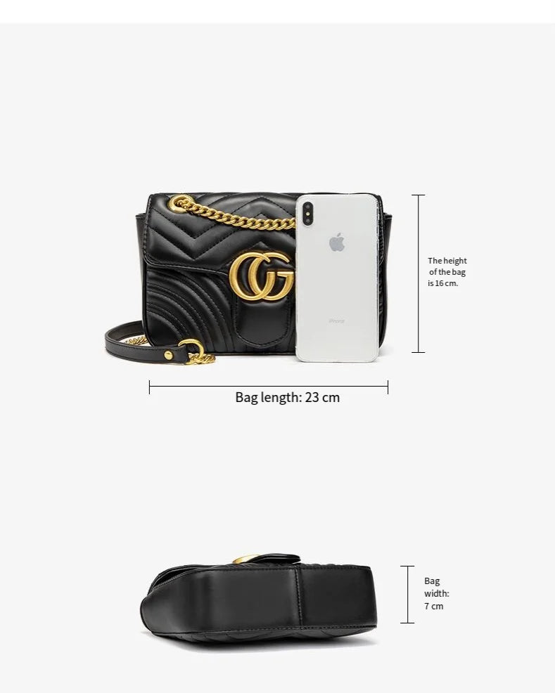 2025 High-end water ripple bag for women, classic chain bag, fashionable checkered heart-shaped women's bag, crossbody bag