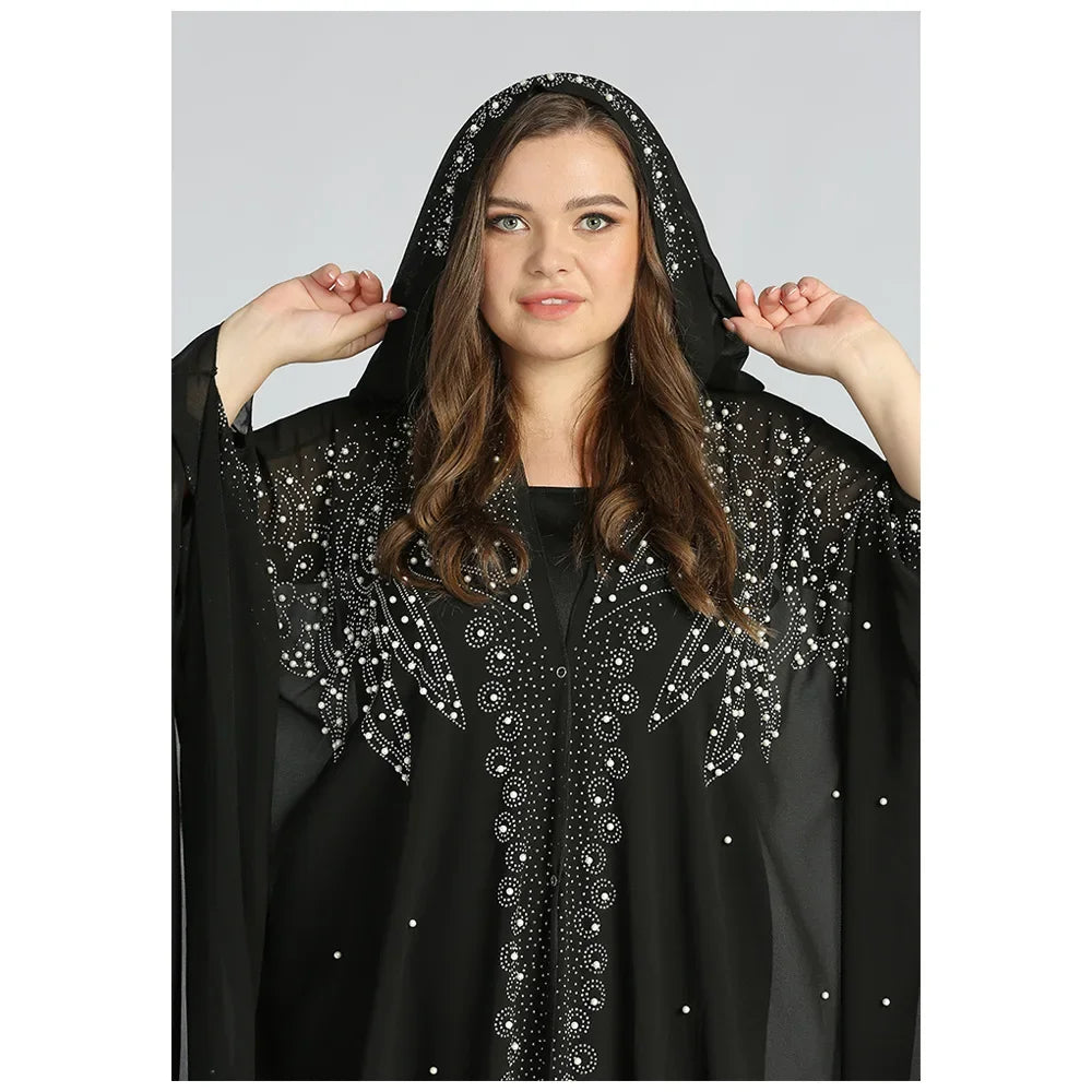 2024 Muslim Kaftan Abaya Dress Hijab Dress Kimono Women Dubai Chiffon Hooded Dress Islamic Clothing  Abaya Dubai