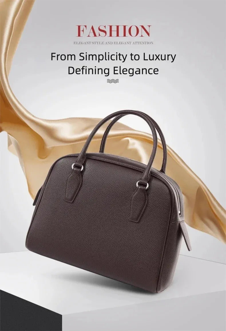 New Women's Handbags, Simple Casual Bags, Large-Capacity Briefcases, Fashionable Commuter Tote Bags, Retro-Style Water-Repellent Bowling Bags