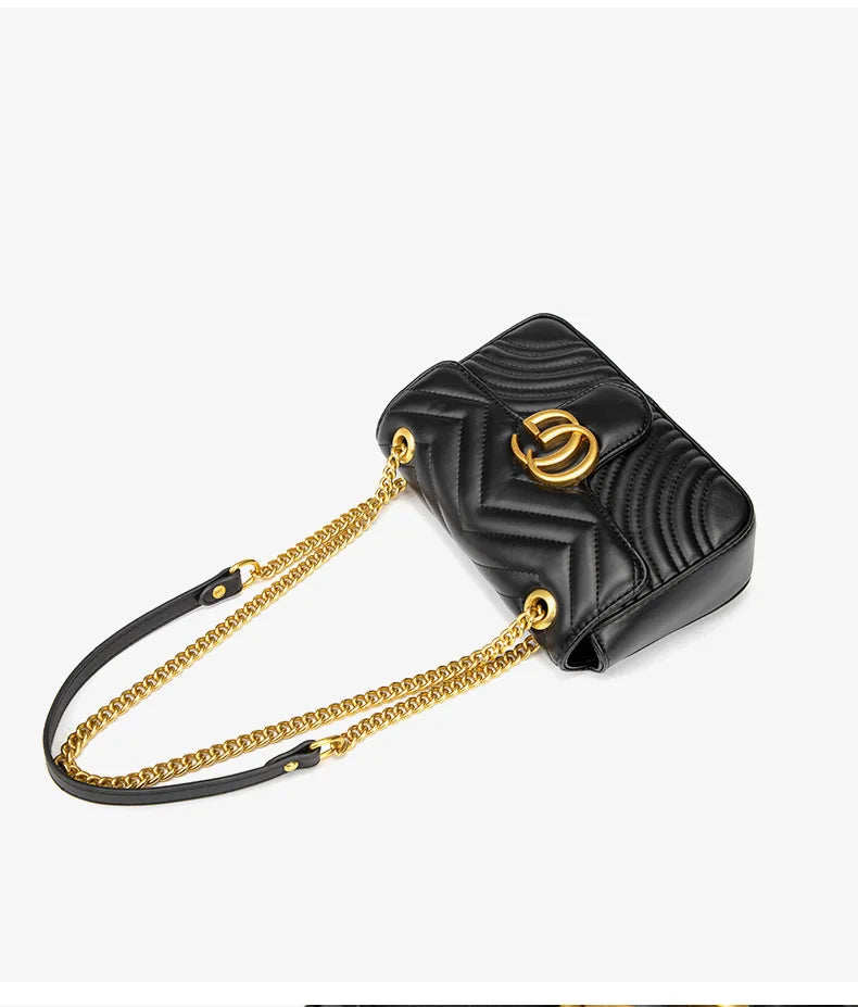 2025 High-end water ripple bag for women, classic chain bag, fashionable checkered heart-shaped women's bag, crossbody bag