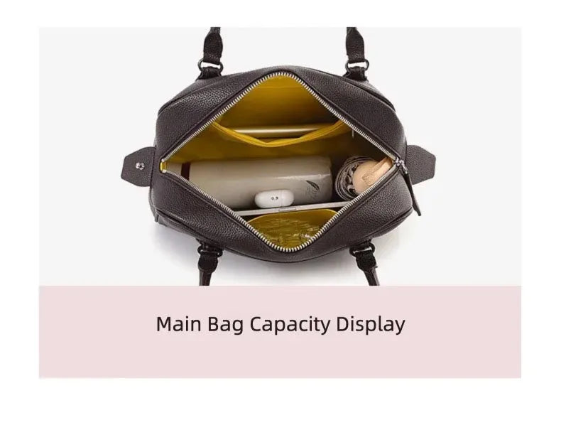 New Women's Handbags, Simple Casual Bags, Large-Capacity Briefcases, Fashionable Commuter Tote Bags, Retro-Style Water-Repellent Bowling Bags